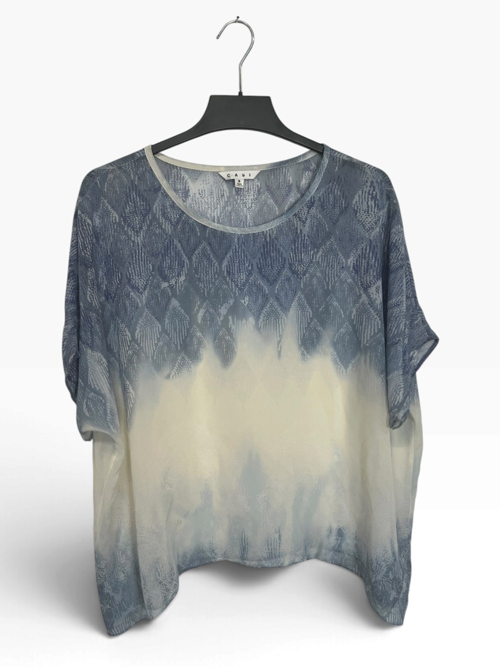 CAbi | Fade Out semi-sheer Blue White Blouse S